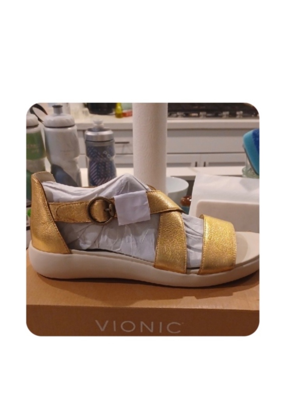 VIONIC HARMONY RX GOLD LEATHER WOMEN'S SANDALS NWB